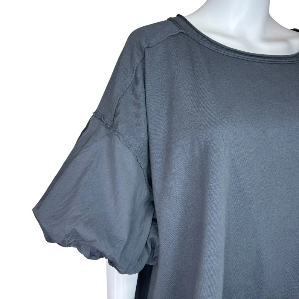 Free People We The Free Blossom Tee Blouse Top‎ Puff Sleeve Cotton L 281793